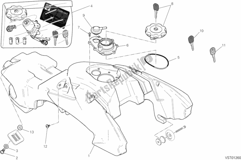 Todas as partes de Tanque De Combustível do Ducati Hypermotard SP 821 2014